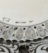 FINE ITALIAN 925 STERLING SILVER HANDMADE CHASED SWIRL LEAF APPLIQUE CUP & TRAY