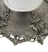 FINE 925 STERLING SILVER HANDMADE LEAF APPLIQUE ORNATE MATTE HONEY DISH & TRAY