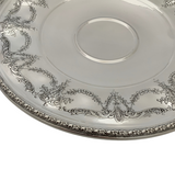 ANTIQUE 925 STERLING SILVER HANDMADE INTRICATE FLORAL LEAF CAKE STAND DISH TRAY