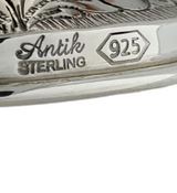 925 STERLING SILVER HANDMADE CHASED SWIRL LEAF APPLIQUE ORNATE HONEY DISH & TRAY