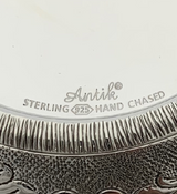 925 STERLING SILVER HANDMADE CHASED SWIRL FLORAL OPEN LACE HONEY DISH & TRAY