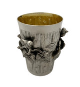 FINE 925 STERLING SILVER HANDMADE MULTI BIRD LEAF TREE APPLIQUE CUP & TRAY