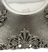925 STERLING SILVER HANDMADE FLORAL LEAF APPLIQUE ORNATE MATTE HONEY DISH & TRAY