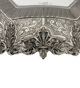 FINE 925 STERLING SILVER HANDMADE LEAF CHASED SWIRL ORNATE BOTTLE HOLDER & TRAY