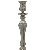 FINE TALL 925 STERLING SILVER HANDMADE CHASED LEAF APPLIQUE ORNATE CANDLESTICKS