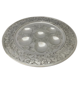 FINE 925 STERLING SILVER HANDMADE CHASED SWIRL STRIATED SEDER PLATE & SHELVES