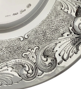 ITALIAN 925 STERLING SILVER HANDMADE CHASED SWIRL MATTE SHINY HONEY DISH & TRAY