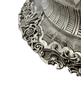 FINE 925 STERLING SILVER HANDMADE FLUTED CHASED LEAF APPLIQUE ORNATE FLOWER VASE