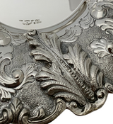 FINE ITALIAN 925 STERLING SILVER HANDMADE CHASED FLORAL LEAF APPLIQUE CUP & TRAY