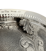 FINE ITALIAN 925 STERLING SILVER HANDMADE LEAF APPLIQUE CHASED ORNATE ESROG BOX