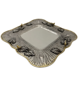 925 STERLING SILVER & GILDED HANDMADE MULTI BIRD LEAF TREE BOTTLE HOLDER & TRAY