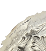 ITALY 925 STERLING SILVER HANDMADE LEAF ORNATE MATTE & SHINY CUP & TRAY & COVER