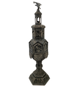 TALL EZRA LANDAU 925 STERLING SILVER HANDMADE INTRICATE ROTATING BESAMIM HOLDER