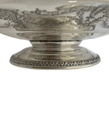 ANTIQUE 925 STERLING SILVER HANDMADE INTRICATE FLORAL LEAF CAKE STAND DISH TRAY