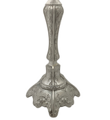 FINE TALL 925 STERLING SILVER HANDMADE CHASED LEAF APPLIQUE ORNATE CANDLESTICKS