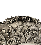 FINE ITALY 925 STERLING SILVER HANDMADE LEAF APPLIQUE 11 LIGHT CANDELABRA & TRAY