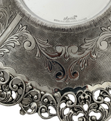 925 STERLING SILVER HANDMADE CHASED SWIRL FLORAL OPEN LACE HONEY DISH & TRAY