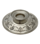 ANTIQUE 925 STERLING SILVER HANDMADE INTRICATE FLORAL LEAF CAKE STAND DISH TRAY