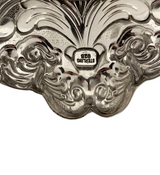 FINE TALL 925 STERLING SILVER HANDMADE CHASED LEAF APPLIQUE ORNATE CANDLESTICKS