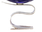 FINE ITALY 925 STERLING SILVER & BLUE CRYSTAL HANDMADE MODERN SHINY SLEEK BOWL