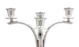 FINE TOPAZIO 925 STERLING SILVER HANDMADE MODERN SHINY SLEEK 5 LIGHT CANDELABRA