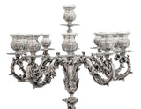 ITALIAN 925 STERLING SILVER HAND CHASED LEAF APPLIQUES ELEVEN LIGHT CANDELABRA