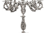 ITALIAN 925 STERLING SILVER HAND CHASED LEAF APPLIQUES ELEVEN LIGHT CANDELABRA