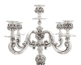PAIR OF OLD PORTUGUESE 800 SILVER CHASED LEAF APPLIQUE FIVE LIGHT CANDELABRA