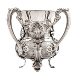 ITALIAN 925 STERLING SILVER CHASED FLORAL DESIGN LEAF APPLIQUE WASH CUP & BOWL