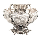 ITALIAN 925 STERLING SILVER CHASED FLORAL DESIGN LEAF APPLIQUE WASH CUP & BOWL