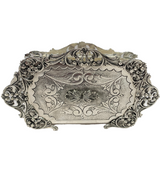 FINE 925 STERLING SILVER HANDMADE PIERCED CHASED LEAF APPLIQUE MATCHBOX HOLDER