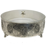 FINE 925 STERLING SILVER HANDMADE CHASED ORNATE FLORAL APPLIQUE MATZAH HOLDER
