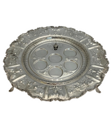 ITALIAN 925 STERLING SILVER HANDMADE CHASED LEAF APPLIQUE ORNATE SEDER PLATE