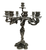 ITALIAN 925 STERLING SILVER HANDMADE HEAVY ORNATE FLORAL 10 LIGHT CANDELABRA