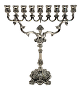 FINE TOPAZIO 925 STERLING SILVER HANDMADE FLORAL BOUQUET ORNATE CHANUKAH MENORAH