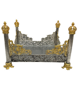 925 STERLING SILVER & GILDED HANDMADE ORNATE PILLAR CROWN FLAT NAPKIN HOLDER