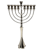 FINE TALL 925 STERLING SILVER HANDMADE MODERN SHINY SLEEK CHANUKAH MENORAH