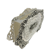 FINE 925 STERLING SILVER HANDMADE PIERCED CHASED LEAF APPLIQUE MATCHBOX HOLDER