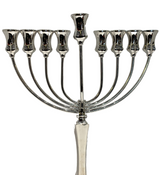 FINE TALL 925 STERLING SILVER HANDMADE MODERN SHINY SLEEK CHANUKAH MENORAH
