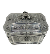 925 STERLING SILVER & GILDED HANDMADE CHASED ORNATE FLORAL ESROG JEWELRY BOX