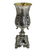 FINE 925 STERLING SILVER HANDMADE CHASED LEAF APPLIQUE ORNATE ELIYAHU CUP & TRAY