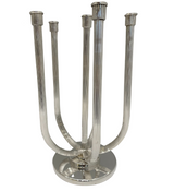 ITALIAN 925 STERLING SILVER HANDMADE MODERN STRIATED 12 LIGHT CANDELABRA PAIR