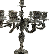 ITALIAN 925 STERLING SILVER HANDMADE HEAVY ORNATE FLORAL 10 LIGHT CANDELABRA