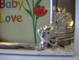 ITALIAN 925 SILVER ADORABLE BABY BLUE BEAR FLORAL KIDS PICTURE FRAME TNY2004C-1