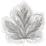 FINE 925 STERLING SILVER HANDMADE INTRICATE GLOSSY & MATTE LEAF SERVING DISH