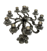 ITALIAN 925 STERLING SILVER HANDMADE HEAVY ORNATE FLORAL 10 LIGHT CANDELABRA