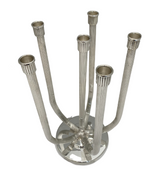 ITALIAN 925 STERLING SILVER HANDMADE MODERN STRIATED 12 LIGHT CANDELABRA PAIR