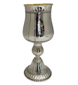ITALIAN 925 STERLING SILVER HANDMADE HAMMERED SHINY SLEEK ELIYAHU CUP & TRAY
