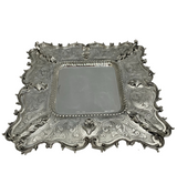 FINE 925 STERLING SILVER HANDMADE CHASED LEAF APPLIQUE ORNATE ELIYAHU CUP & TRAY
