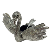 SMALL ITALIAN 925 STERLING SILVER HANDMADE DETAILED SWAN SINGLE SALT HOLDER
